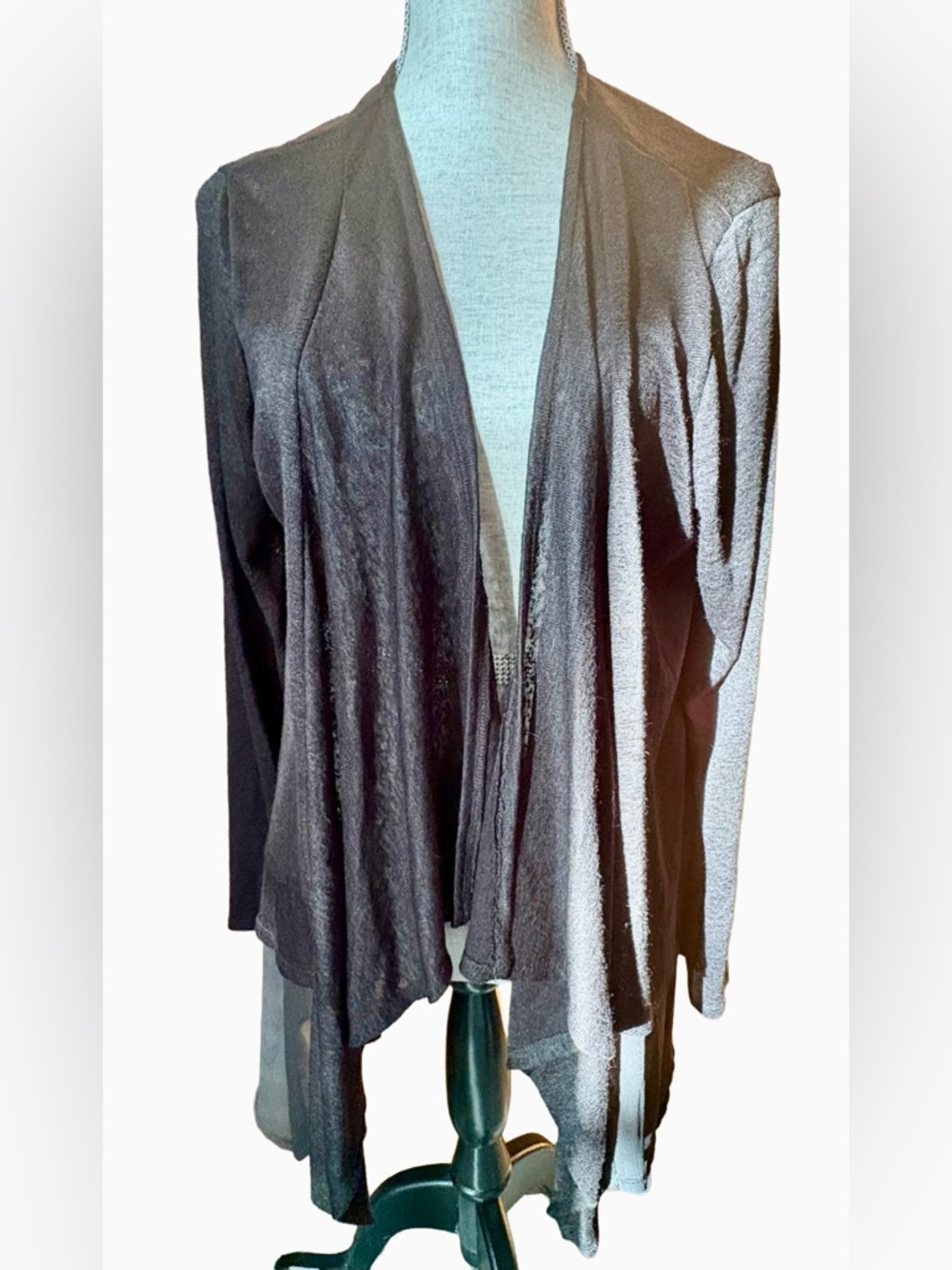 Style & Co. Black Women's Sweater Lightweight Waterfall Cardigan Sweater Size L